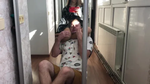 Evelina Domina starring in video Squeezing In The Mirror