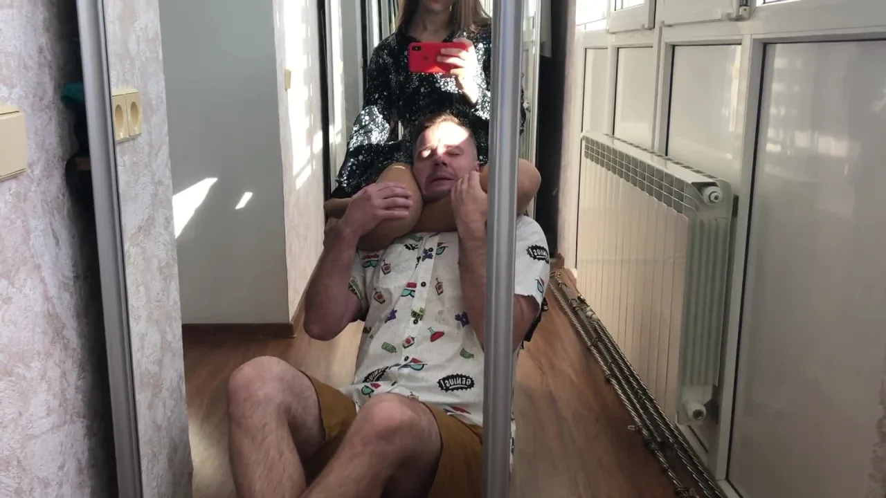 Evelina Domina starring in video Squeezing In The Mirror